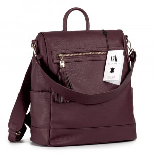 Rucsac tip geanta din piele naturala DiAmanti Mia Bordo
